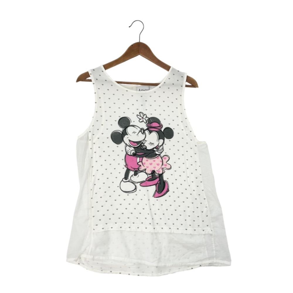 Disney Parks Womens White Mickey Minnie Mouse Hugs Sleeveless Top